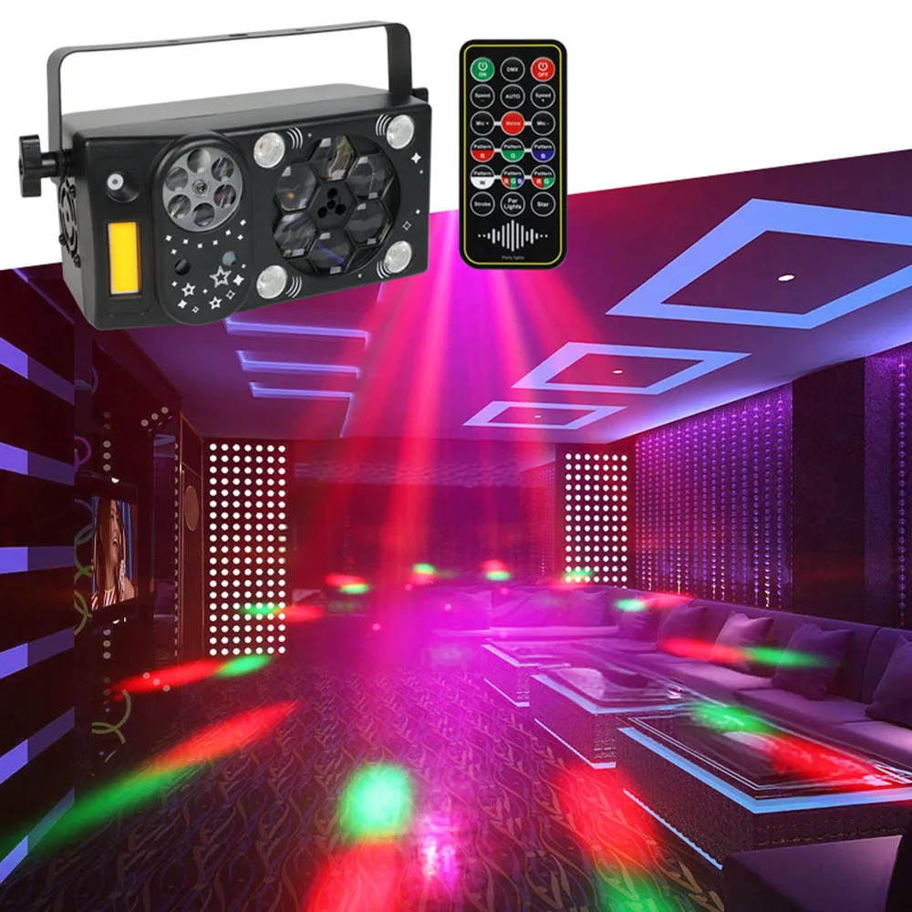 7IN1 Bee Eyes Party Light LED Strobe Laser Light Bee Eyes RGBW Beam Light RGB Patterns Light DMX 512 Sound Activated Laser Light