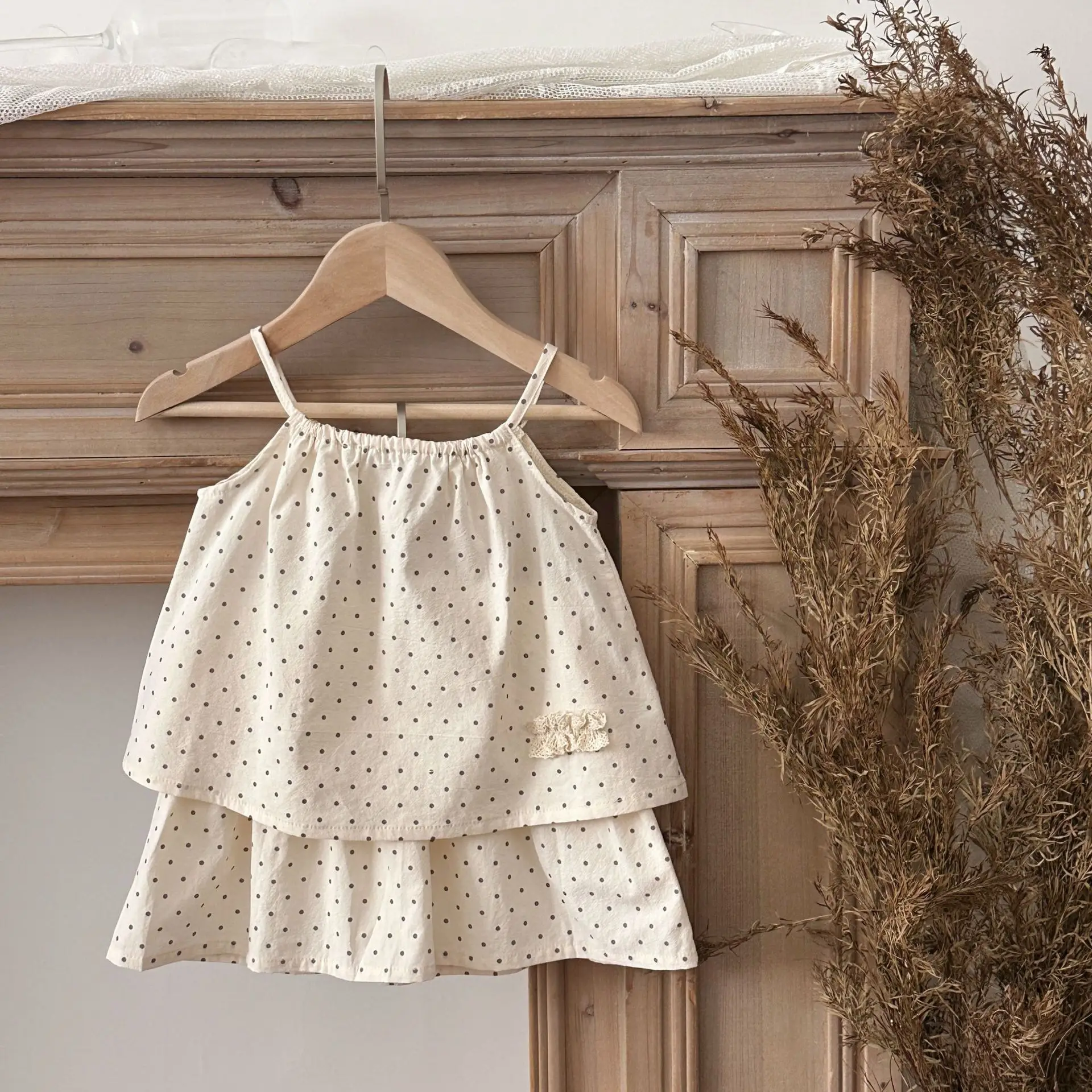 2026 Summer New Baby Girl Sleeveless Clothes Set Sweet Girls Polka Dot Sling Vest + Skirts 2pcs Suit Toddler Simple Outfits
