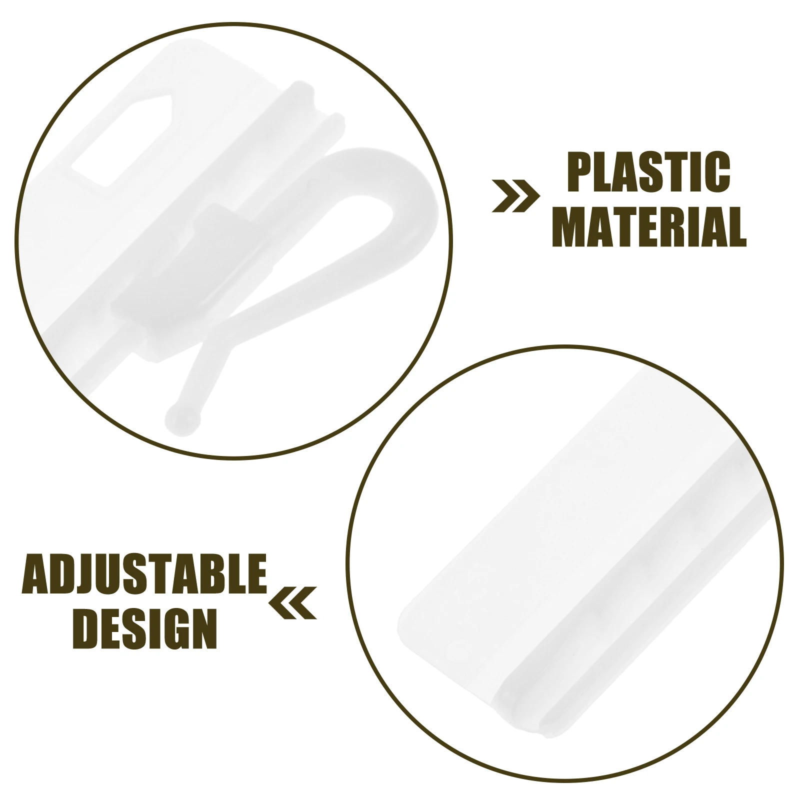 

50Pcs Curtain Hooks Plastic Adjustable for Drapes Compact Rounded Corners Safe Hands-Friendly Home Hanging Supplies