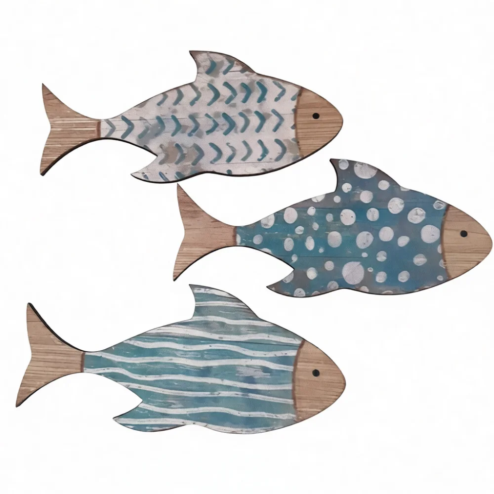 Unique Wooden Fish Wall Art Nautical Decor For Beach House Outdoor Hanging Porch Garden Sculpture Modern Aesthetic Piece