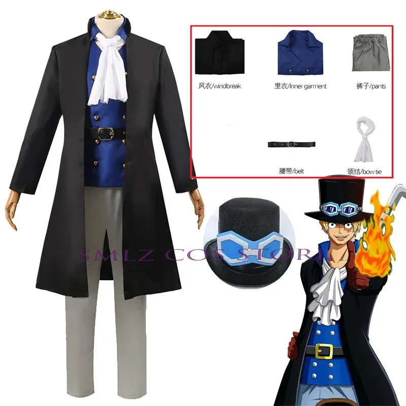 

NewSmlz cos anime cosplay uniform Sabo cosplay costume suit trench hat Halloween outfit for men2025