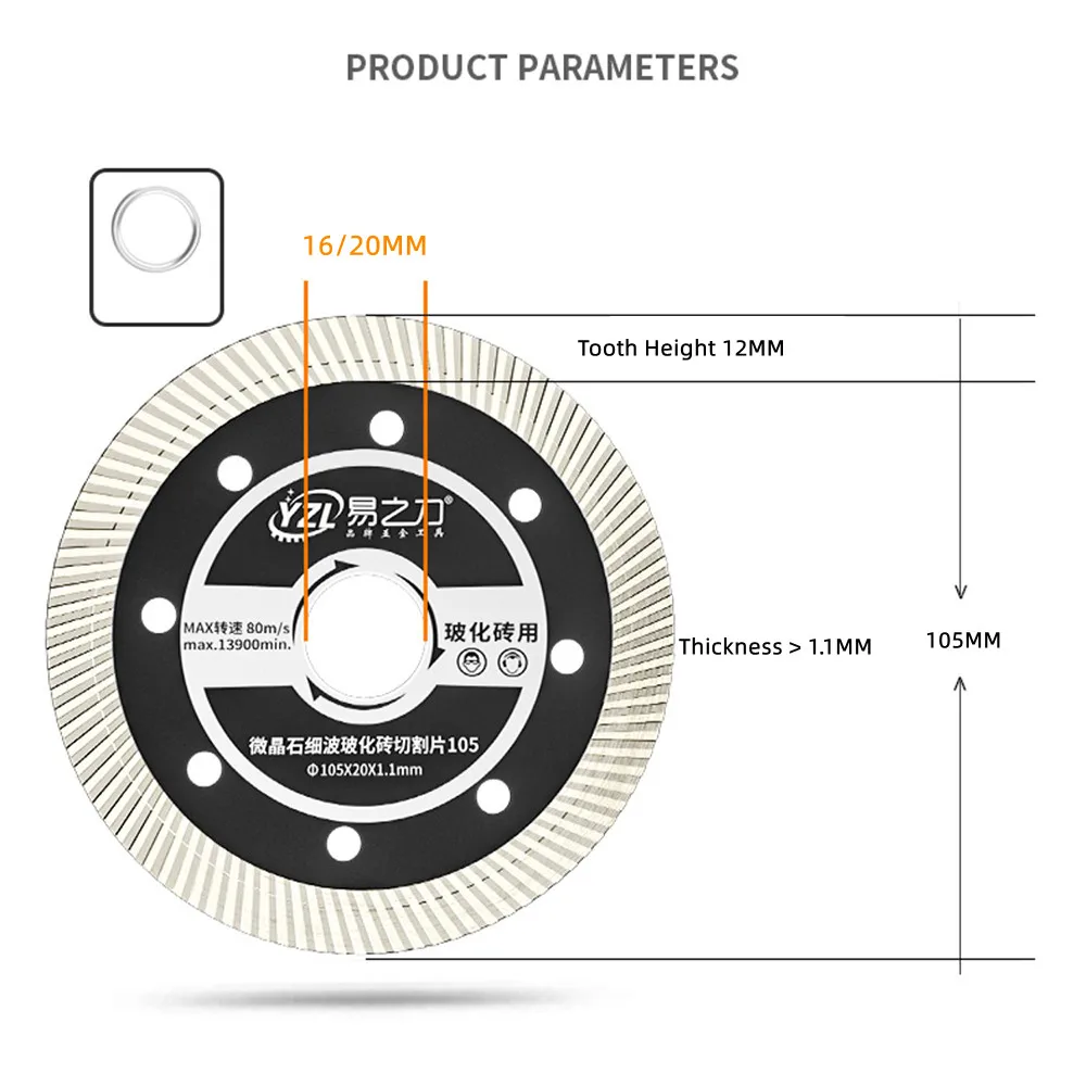 10Pcs Diameter 105MM Tile Cutting Blades Ultra-Thin Marble Material Slotting Lucite Diamond Saw Blade Glass Tile Cutting Knife