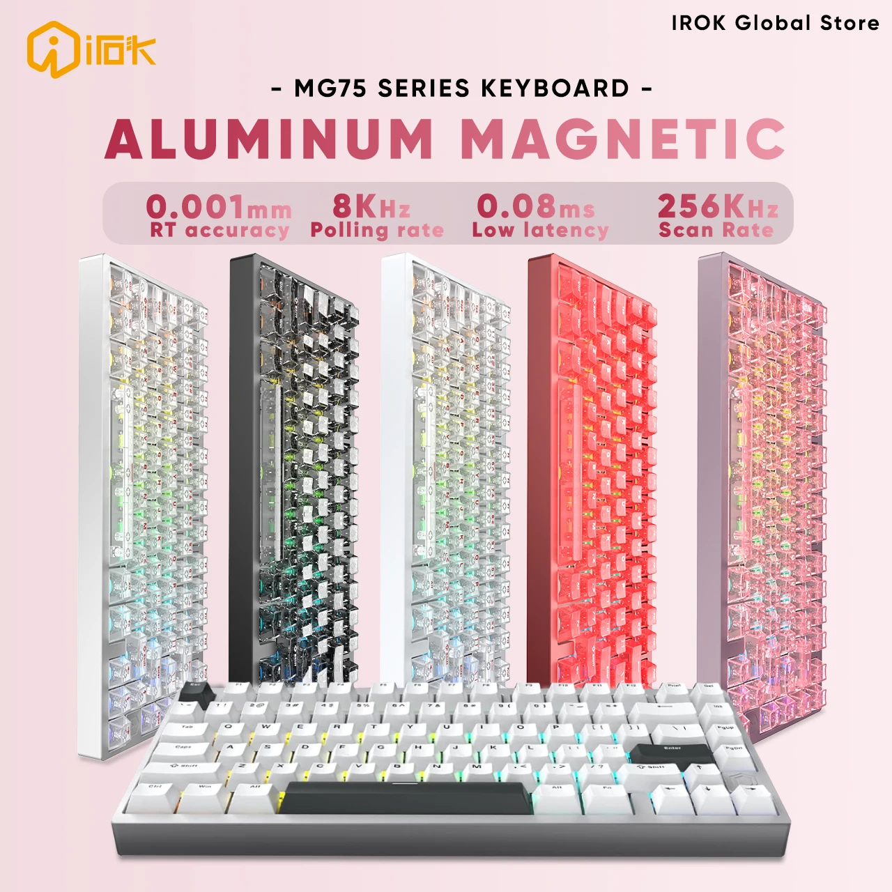 

Механическая игровая клавиатура IROK MG75 Pro MG75 Max из алюминия с магнитными переключателями, 75% форм-фактор, быстрый отклик 0.001мм, 8кГц, 0.08мс, с возможностью горячей замены, для геймеров