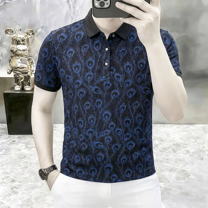 Social Trendy Coolness Men's Polo Shirts Short Sleeve Slim Casual Summer Quality Polyester Elastane Anti-Wrinkle Polos De Hombre