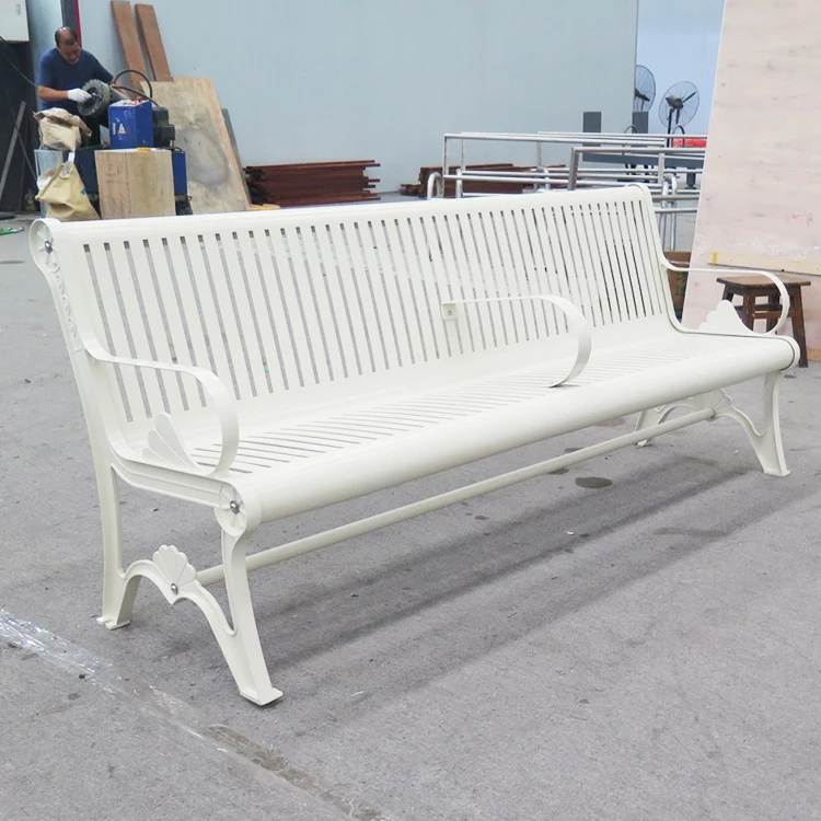 6Ft 8ft Outdoor Leisure Park Chair With Backrest Metal Garden Park Chair European Style Rest Courtyard Square Bench