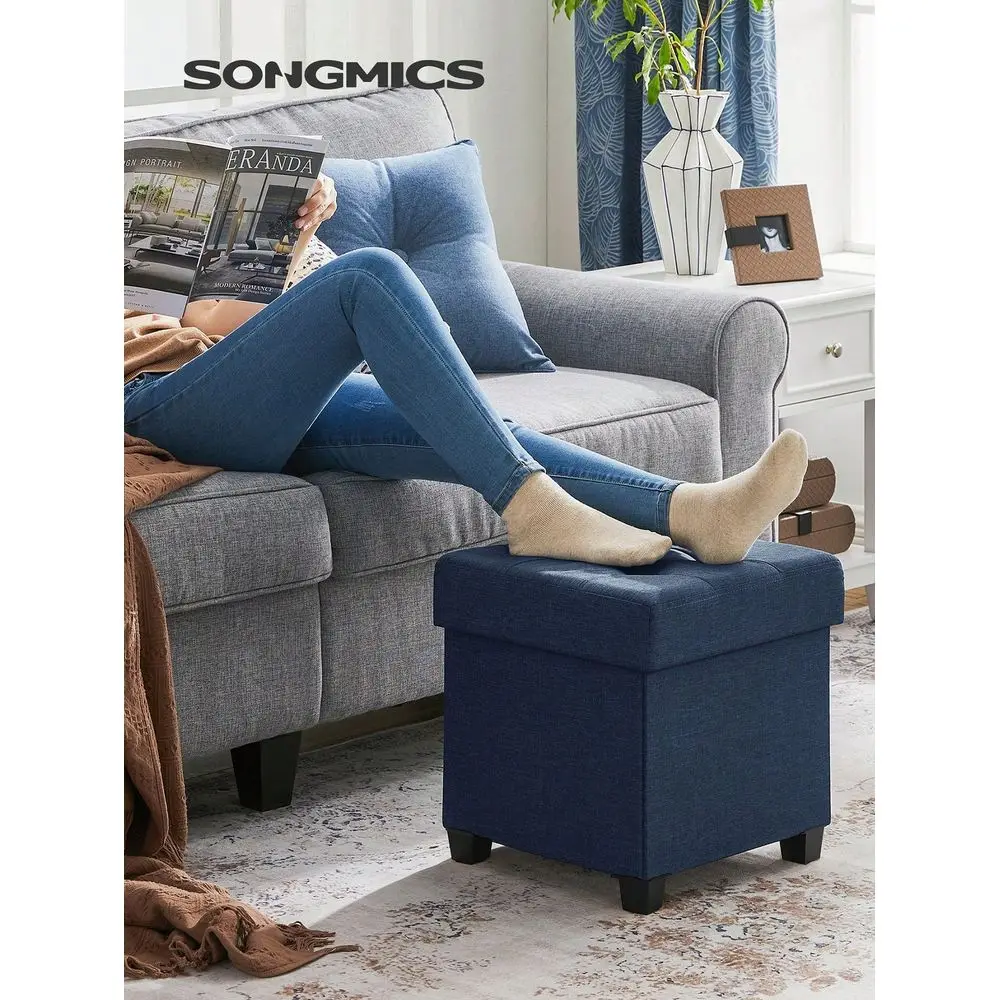 

15 Inches Cube Storage Ottoman, Bedroom Bench With Storage, Foot Stool With Feet, Holds Up To 660 Lb