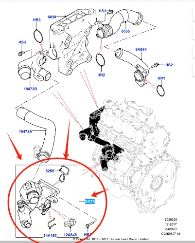 LR073694 LR105975 Coolant Thermostat for Range Rover Evoque 2012- Discovery Sport