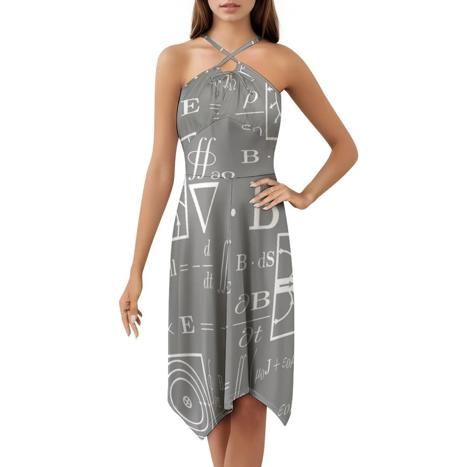 فستان ماكسويل معادلات بوهيمية بدون أكمام متعدد الطباعات لحفلات عطلة الشاطئ فستان جيمس كليرك ماكسويل كارل فريدريش #5