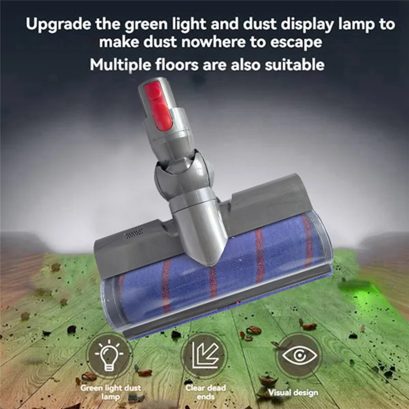 หัวแปรงลูกกลิ้งไฟฟ้าแบบนุ่มพร้อมปุ่มสวิทช์สําหรับ Dyson V7 V8 V10 V11 V15 สิ่งที่แนบมาสูญญากาศพร้อมไฟ LED สีเขียว HOT!