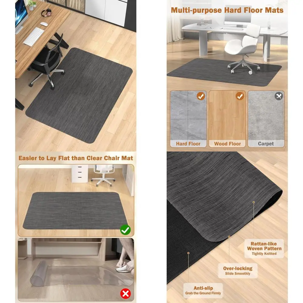 

Большой коврик для офисного стула из твердой древесины размером 35,4x47,2 дюйма, противоскользящий настольный коврик для твердых полов, защитный коврик из ПВХ для стульев на колесиках,