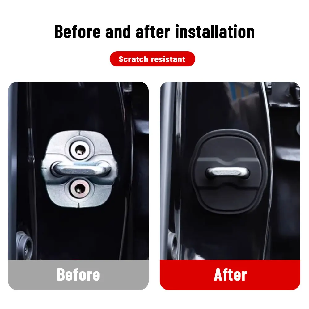 Car Door Silicone Shock-absorbing Locking Cover Door Lock Catch Protection Cover For CHANGAN CS55 PLUS 2023 2024 2025