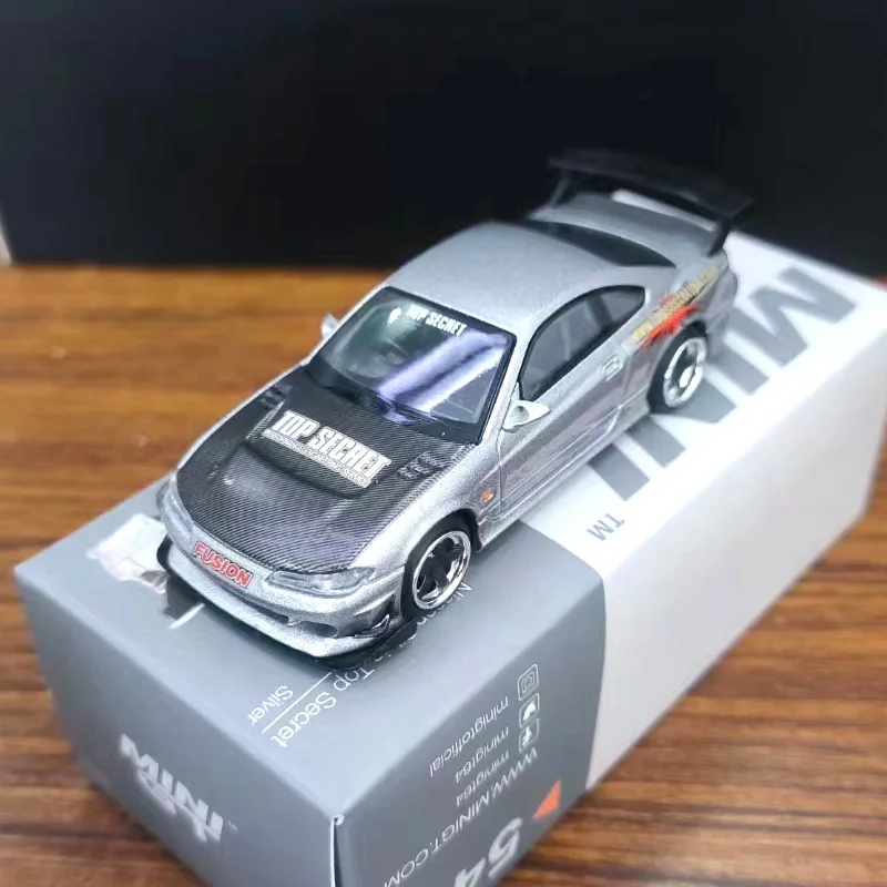 

MINI GT 1:64 #545 Nissan Silvia Top Secret (S15) Silver Diecast Model Race Car Kids Toys Gift