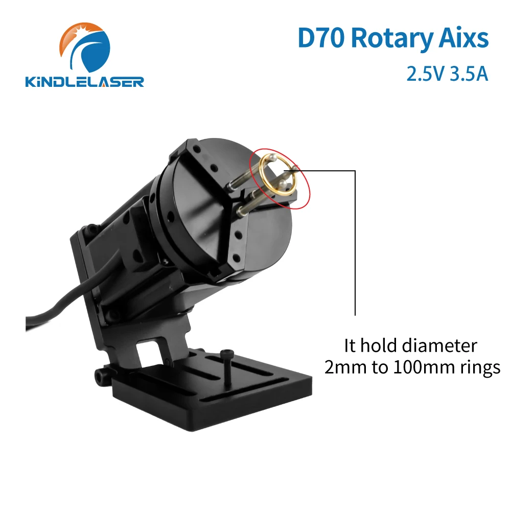 Kindlelaser D70 Rotary Axis with DM556 Driver Fiber Laser Engraver Marking Machine Rotation Tool for 360 Round Metal Adjustable