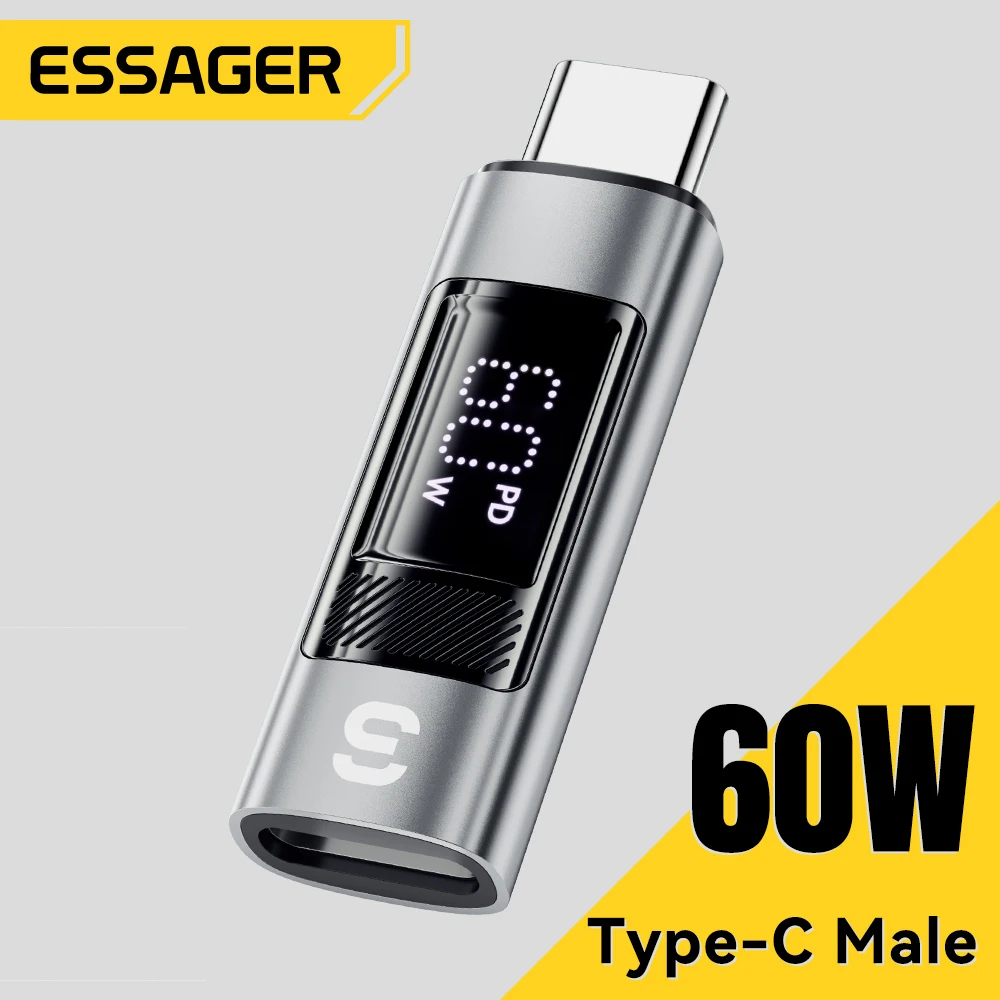 Essager Type C to Lighting OTG Adapter Digital Display PD 60W Fast Charging Lightning To Type C Connector For iPhone 17 16 15 14