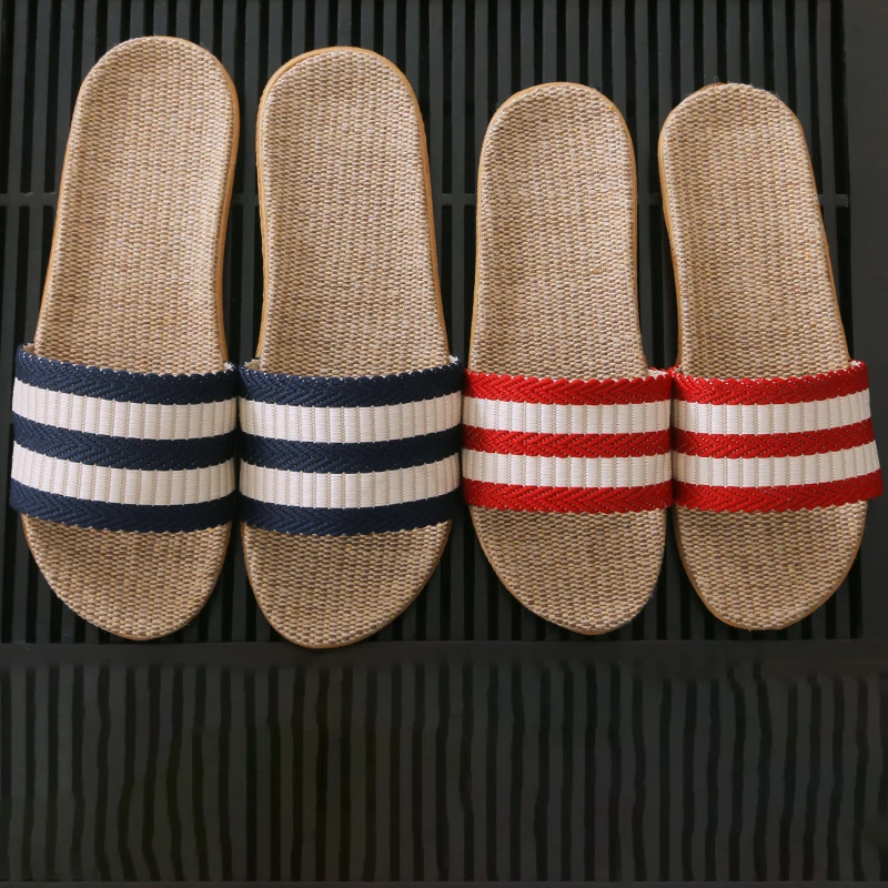 Linen slippers for women summer home indoor couple spring and autumn seasons cotton and linen slippers for men  summer