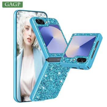 삼성 갤럭시 Z 플립 6 럭셔리 케이스, 블링 샤니 하드 PC 다이아몬드 커버, 삼성 Z 플립 3 4 5 6 ZFlip6 Flip5 소녀 케이스 