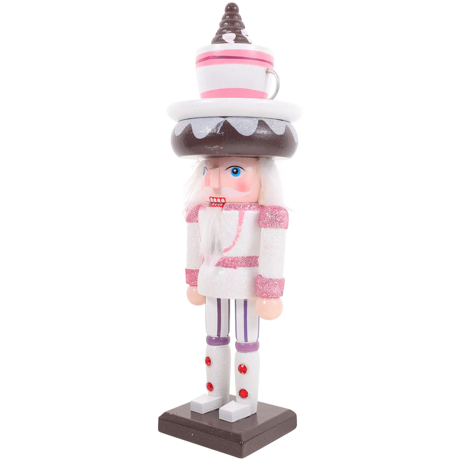 Wooden Nutcracker Puppet Decorative Figurine for Home Office Desktop Christmas Festival Decoration