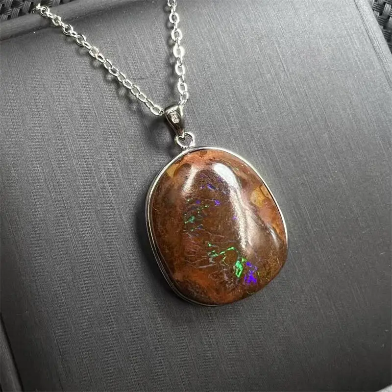 

S925 Natural Freeform Iron Opal Pendant Healing DIY Necklace Bracelet Fashion Classic Women Jewelry Exquisite Gift 1PCS
