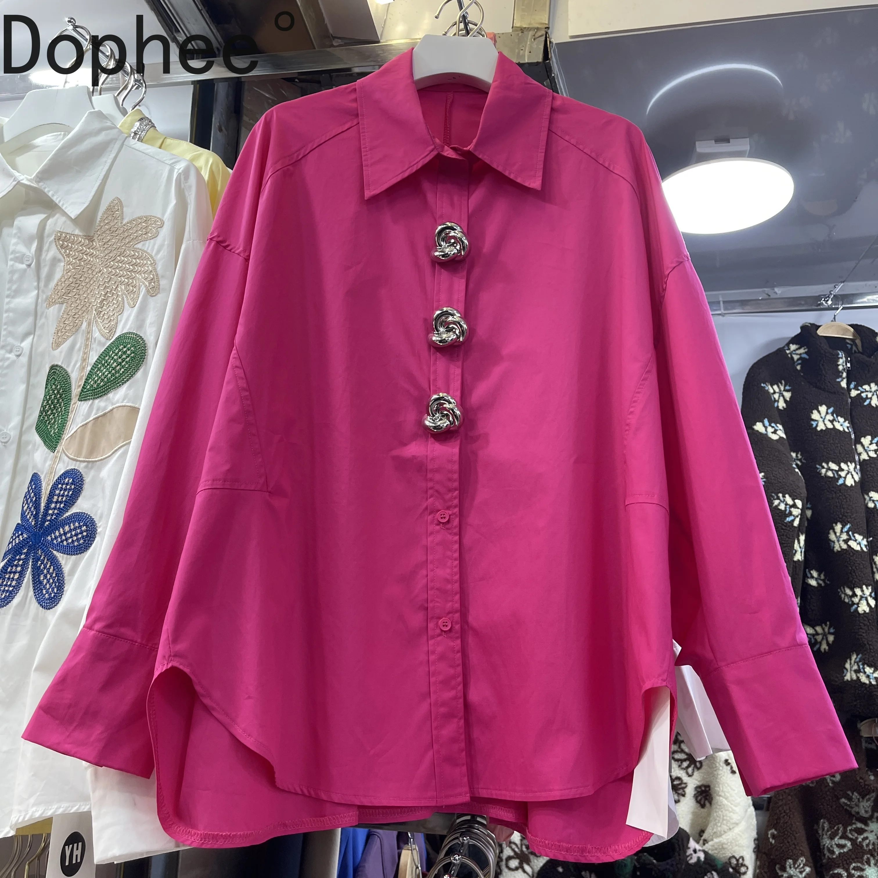 

Solid Color Female Blouses 2025 New Autumn All-match Loose Single-breasted Cardigans Top Long Sleeve Casual Women Shirts 4colors