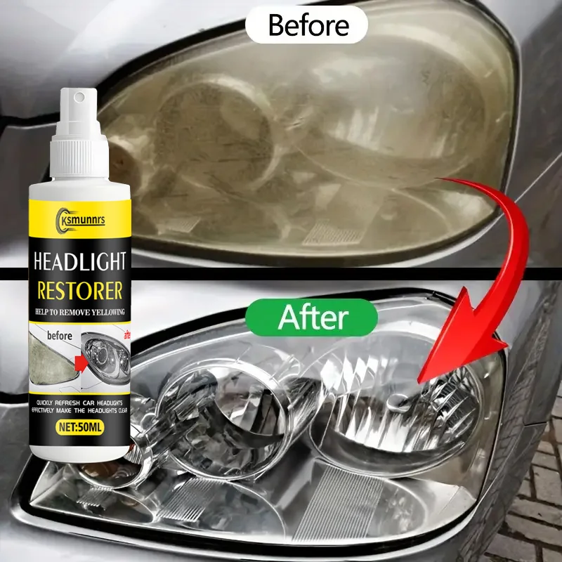 Fasilawei Ceramic Headlight Restore Spray - Yellowing Oxidation Scratch Remover Quick-Acting No Power Needed