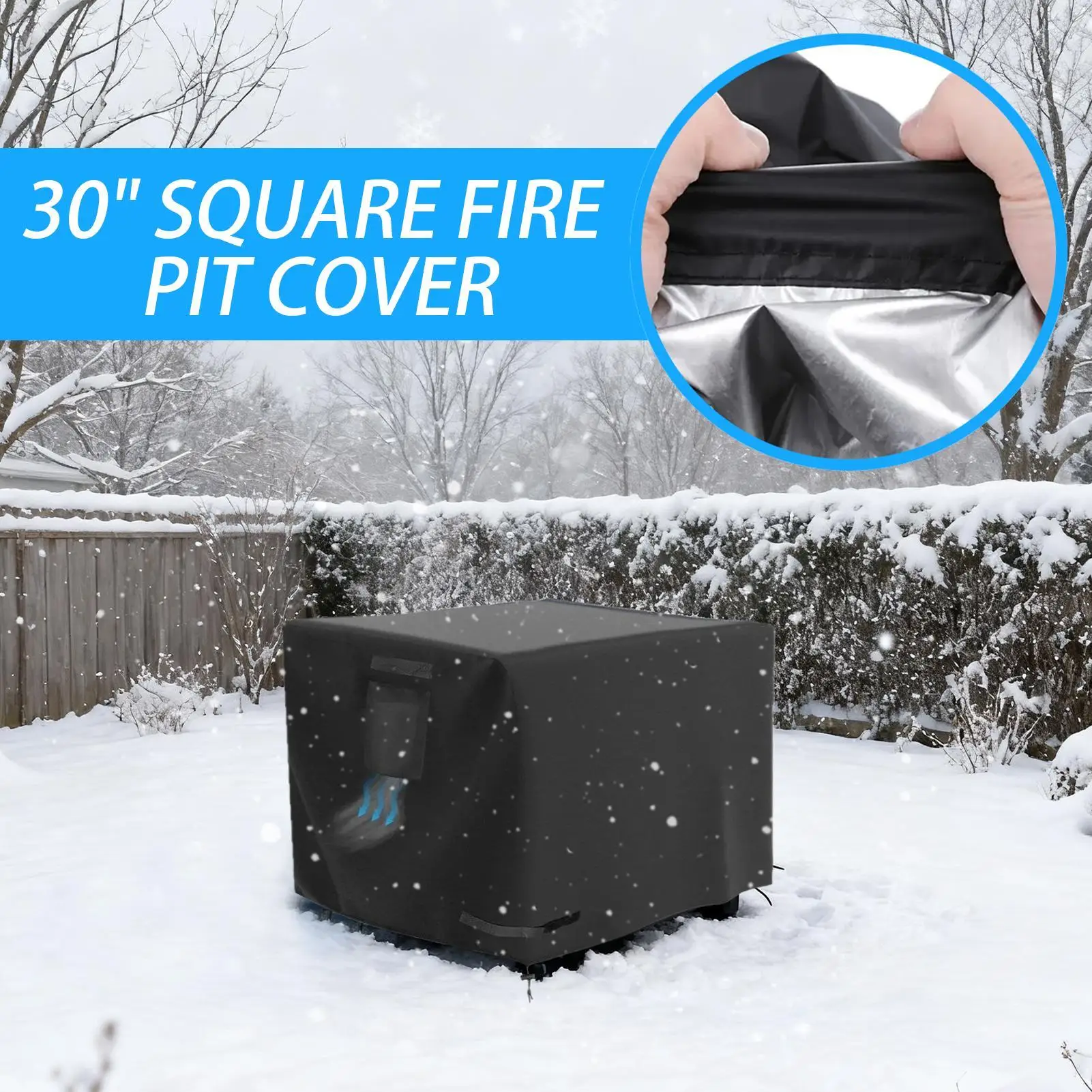 Fire Pit Cover Square 30 Inch Portable Waterproof Shield Fire Pit Table Cover For Patio Porch Camping Indoor Outdoor Home Yard