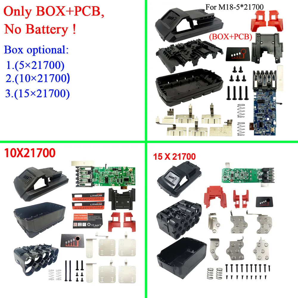 

21700 Li-ion Battery Plastic Case PCB Charging Protection Circuit Board Box Shell For Milwaukee 18V Lithium Battery Housings