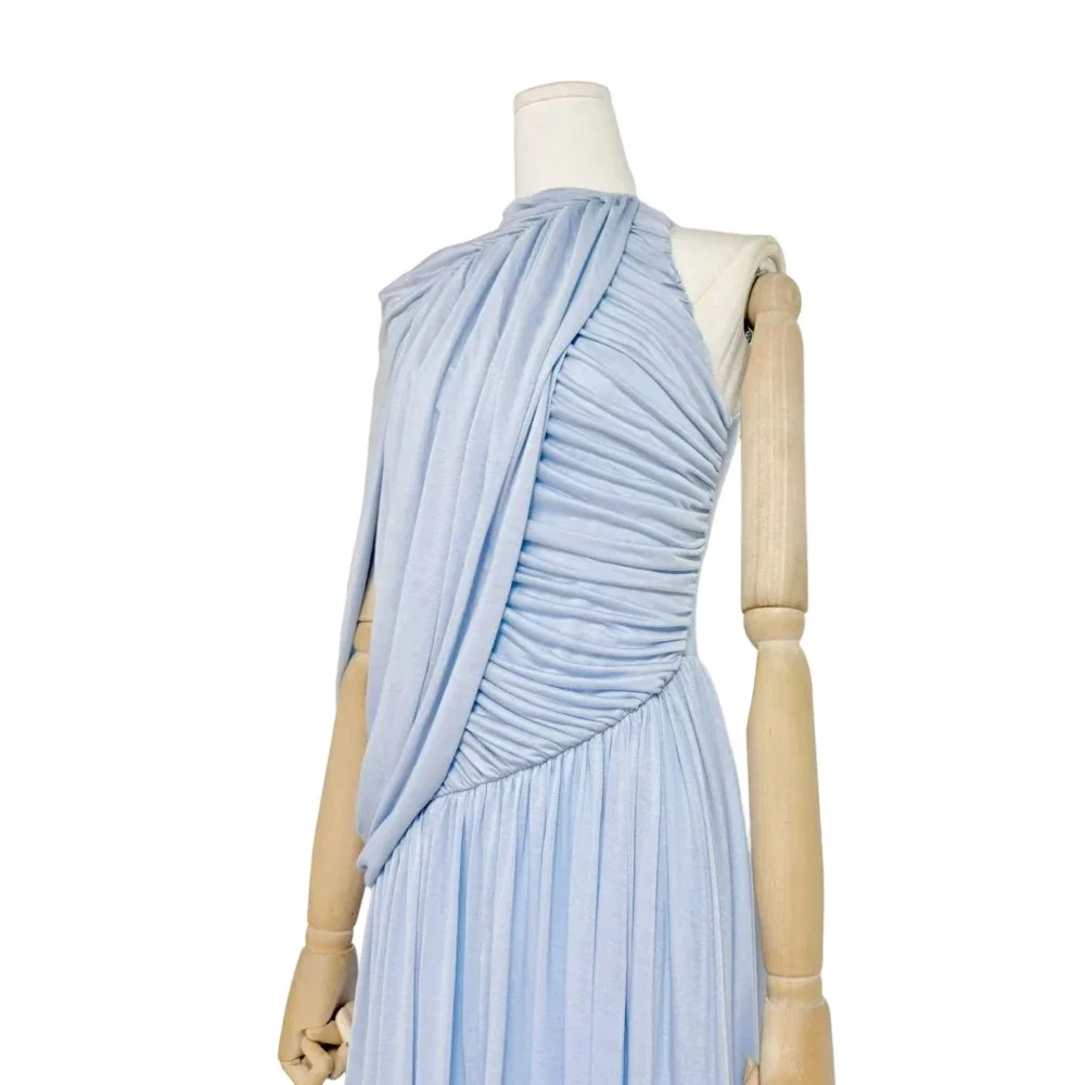 Elegant Halter Pleated Evening Dress Women Luxurious Chiffon Maxi Gown Sexy High Waist Wedding Guest Dinner Party Dress