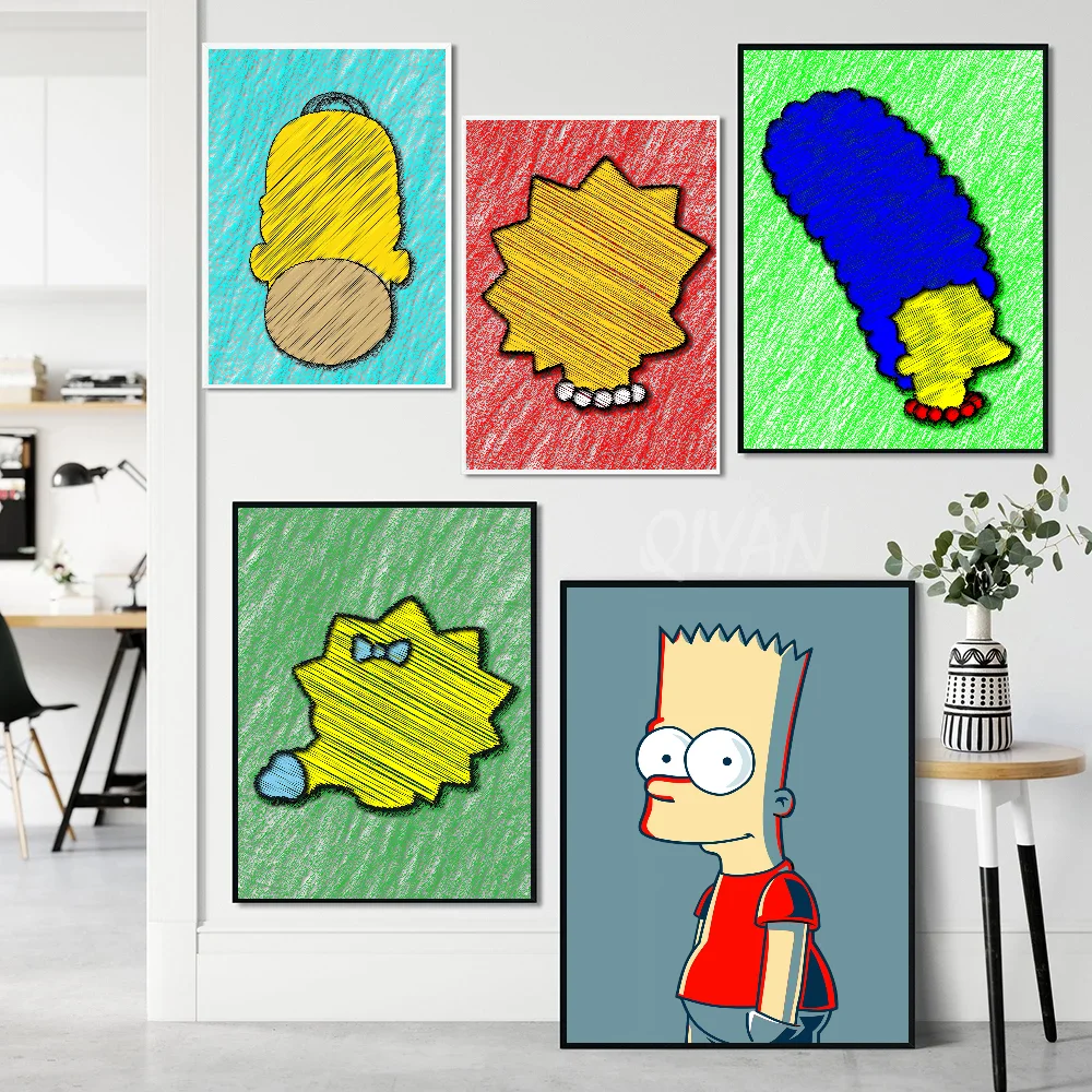 Cartoon T-The S-Simpsons Poster Poster Stickers Art Wall Murals Decor Game Room Decor Gifts HD Painting