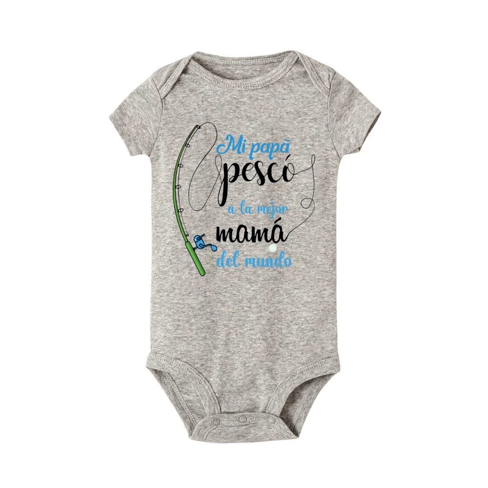 Mein Vater fing die beste Mutter der Welt Baby Bodysuit Muttertag Neugeborene Stram pler neue Mutter Geschenke Kleinkind Säugling Overall