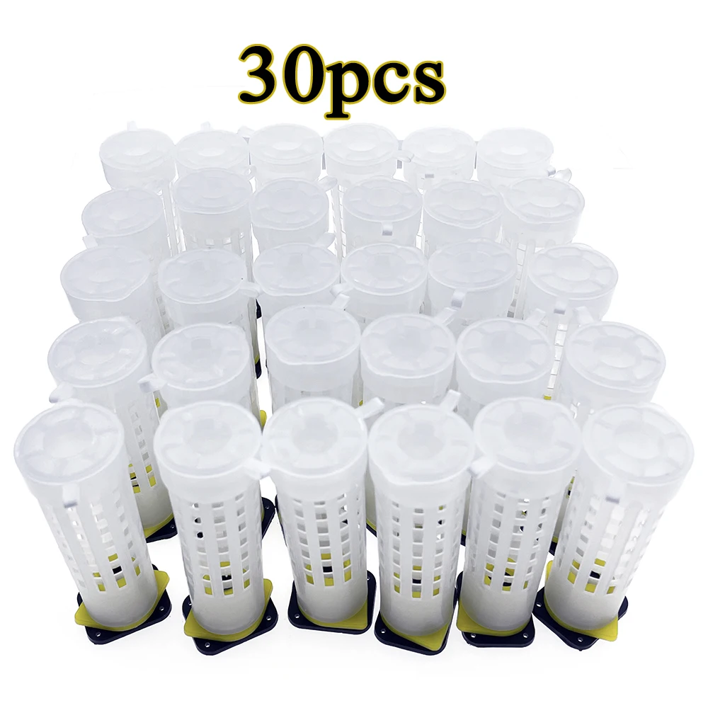 

30PCS Nicot Queen Rearing Hair Roller Cages Intrudction Protecting Cell Protector Cover Plastic Breeding Beekeeping Supplies