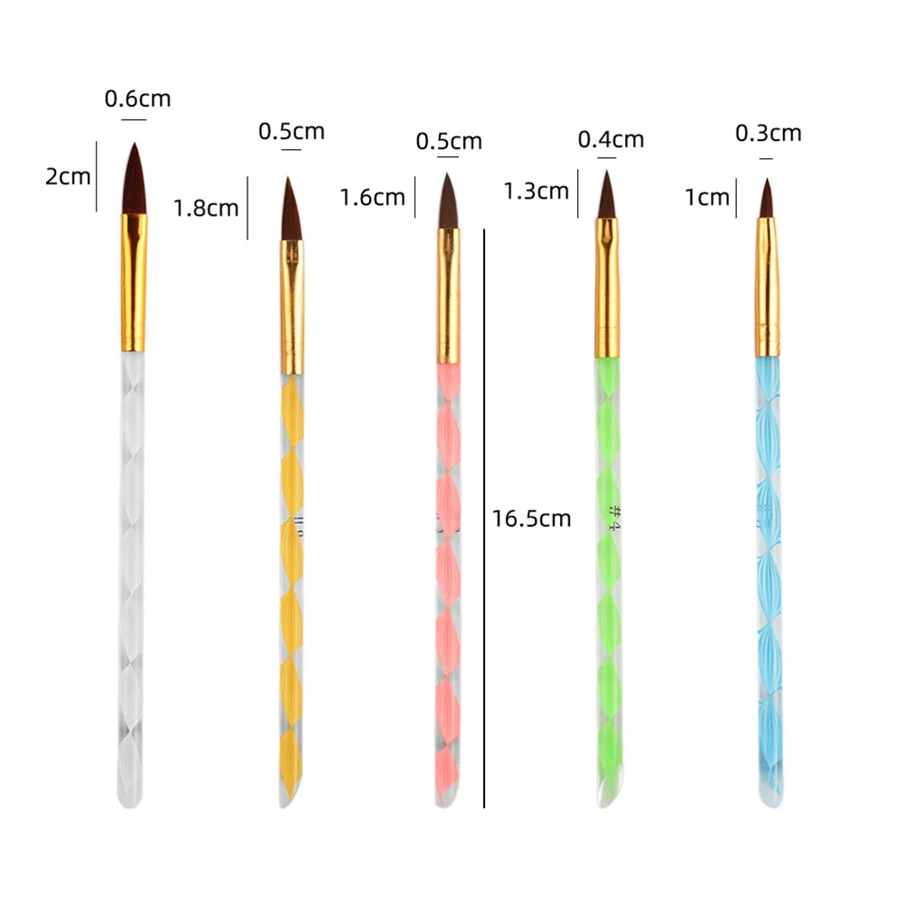 Bolígrafos para decoración de uñas, pinceles profesionales duraderos para dibujar manicura, accesorios de pintura de uñas en Gel Uv, bolígrafos para manicura, 5 uds.