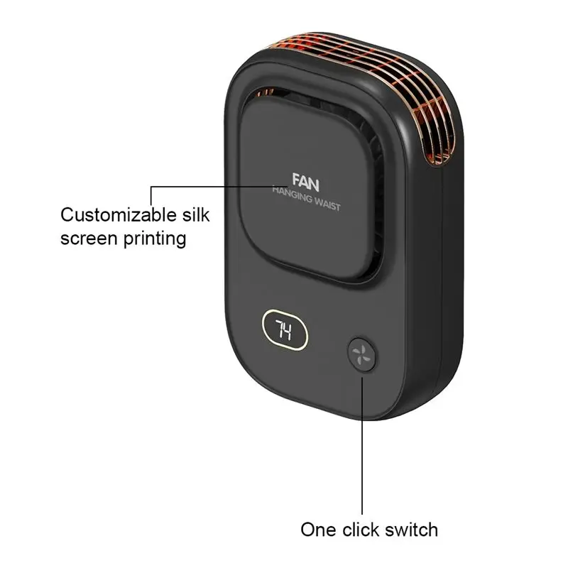 GTBL Portable Waist Clip Fan Wearable Belt Fan 2000Mah Battery Powered Rechargeable Body Fan For Outdoor Works Farm Hiking