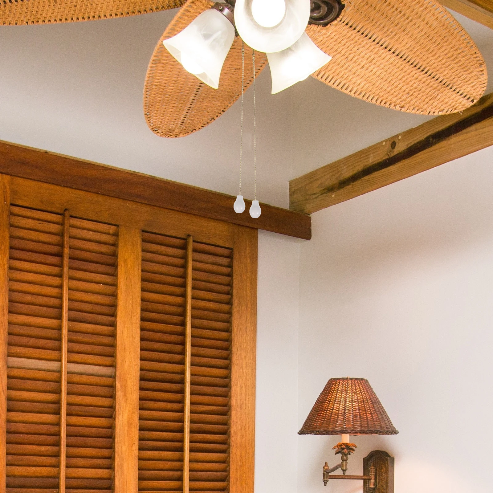 

4Pcs 12inch Wooden Gourd Shape Fan Pull Chains Light Hanging Pendant Fan Lamp Ornaments Chandelier Decor Ceiling Lamp Pull Chain