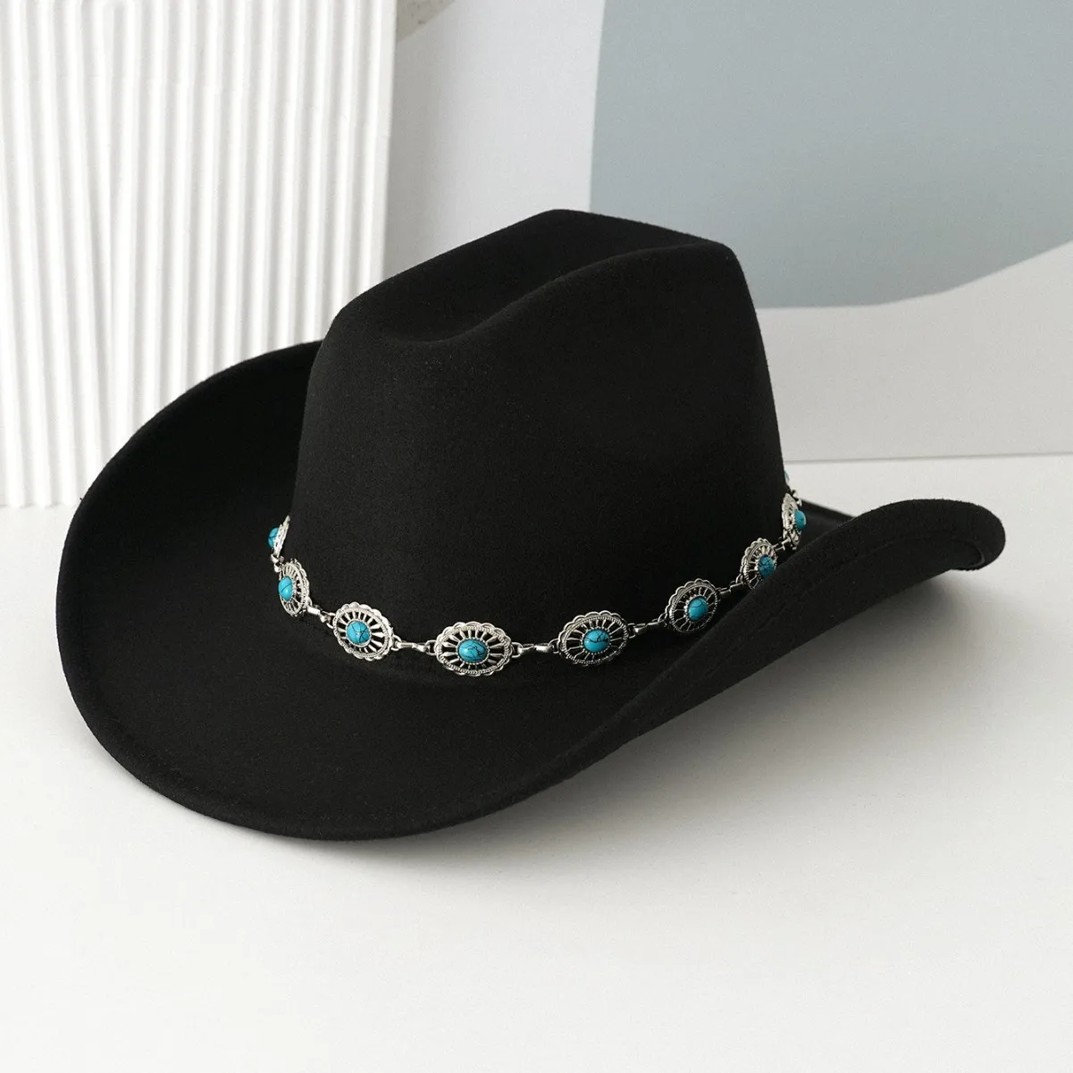 Men's And Women's Turquoise Denim Caps Fashionable Tidal Current Retro Versatile Wide Brimmed Design Party Hats