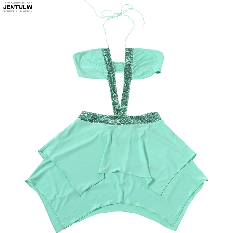 

Harajuku Summer New Women's Fashion Glitter Splicing Neck Strap Sexy Bag Hip Hot Girl Dress Banquet Clothing Dress
