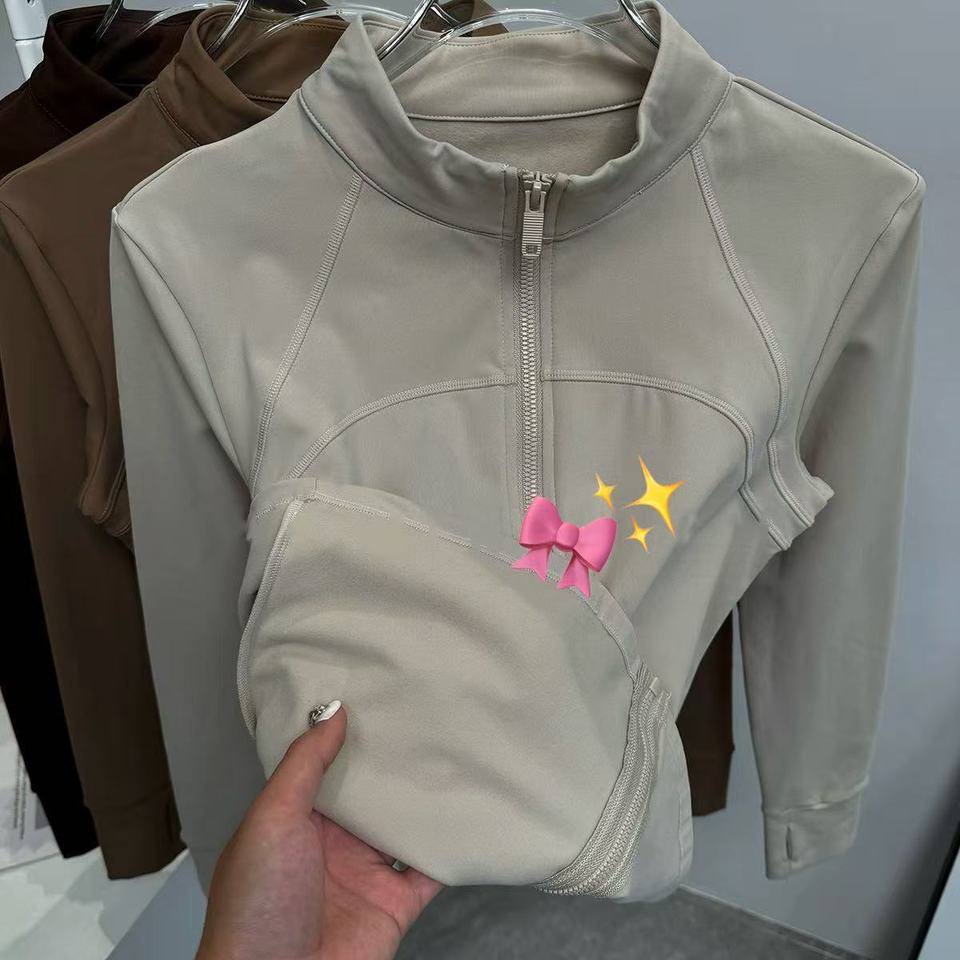  Yoga Suit Women's High-end Standing Collar Long Sleeved Sports Jacket Running Training Fitness Top Windproof Running Suit 