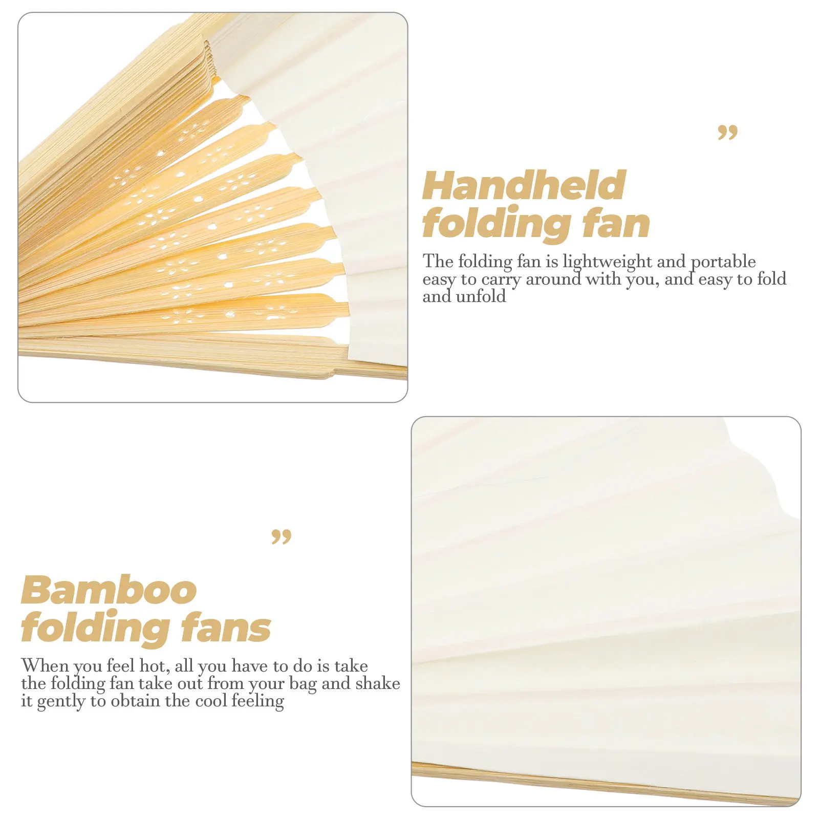 4Pcs Retro Chinese Folding Fan Elegant Lightweight Foldable Hand Fan Bamboo Frame Paper Surface DIY Decorative Wall Display Gift