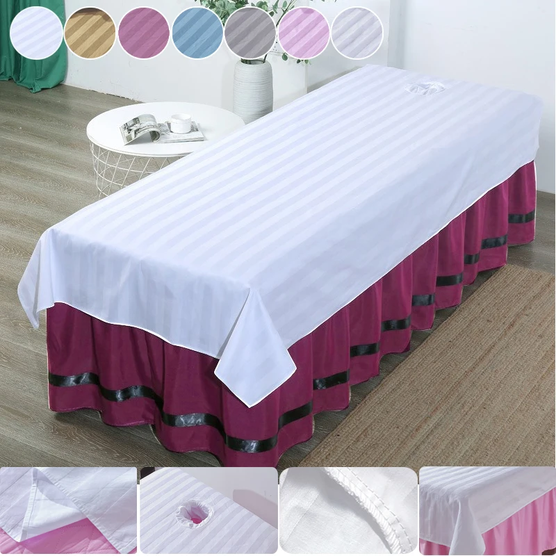 

Nursing Beauty Salon Bed Cover Breathable Pure Cotton Massage Table Cover with Face Multiple Sizes Stain Resistant Easy To Clean