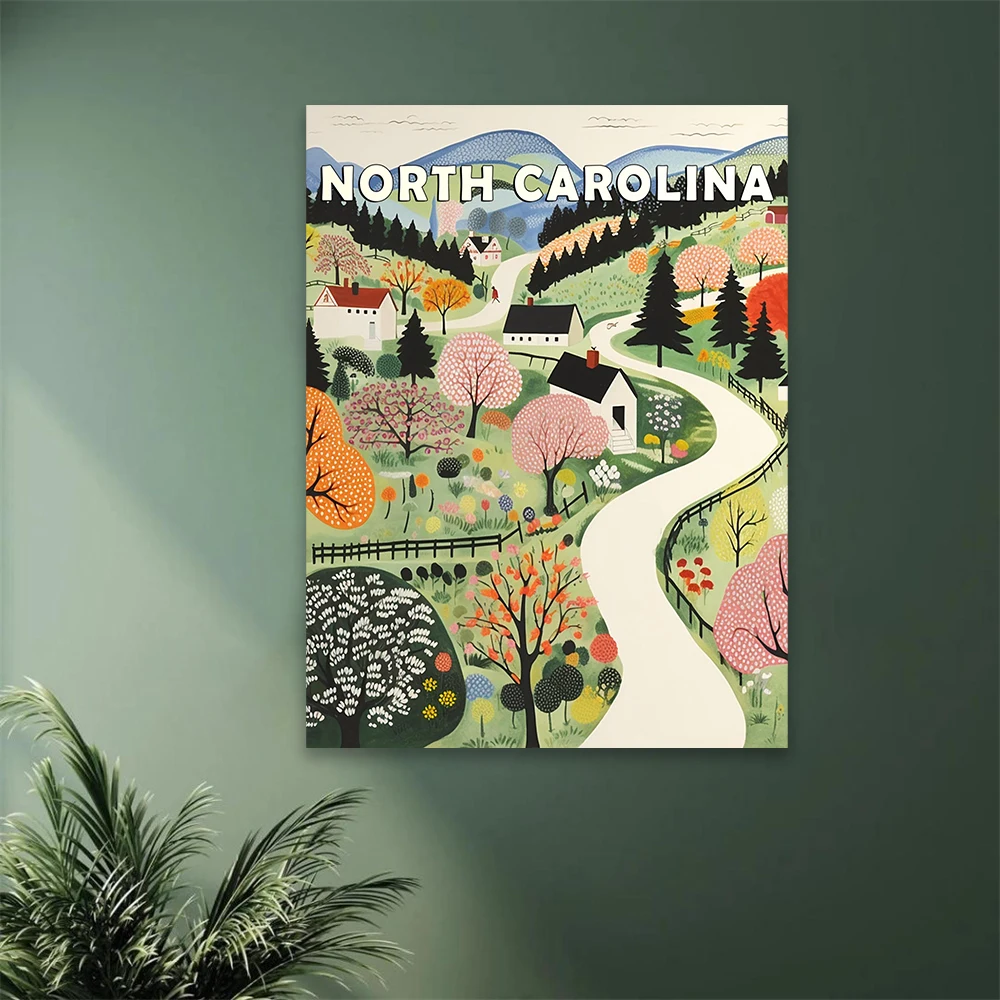 Oklahoma and Motto Landscape Travel Poster American Wall Art Print Michigan and Motto Landscape Canvas Painting Home Bedroom Art