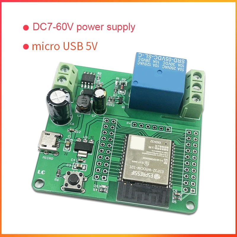 

1PC Green DC5-60V Power Supply ESP32 Development Board Single Relay Module ESP32-WROOM Development Board