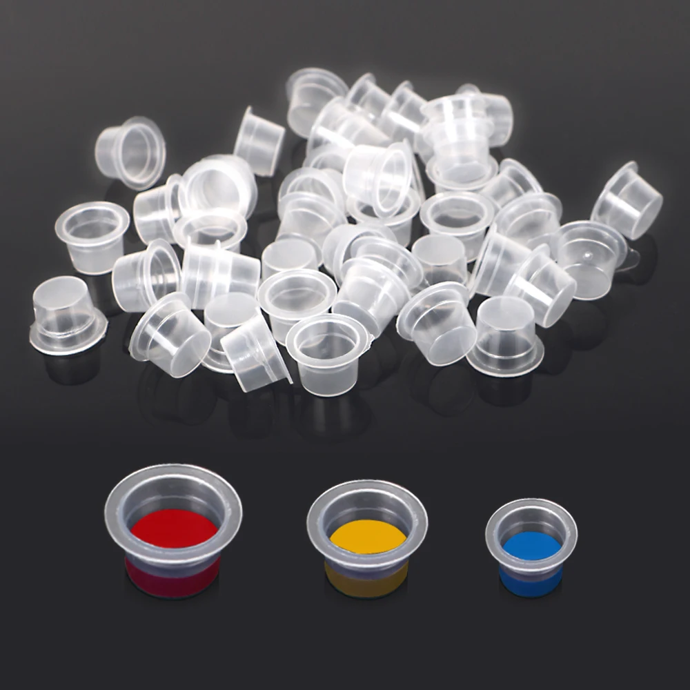 100pcs Tattoo Large Medium Small Ink Pigment Cup Ring transparent  Microblading Cap Lip Eyebrow PMU Bleaching Supplies Cream