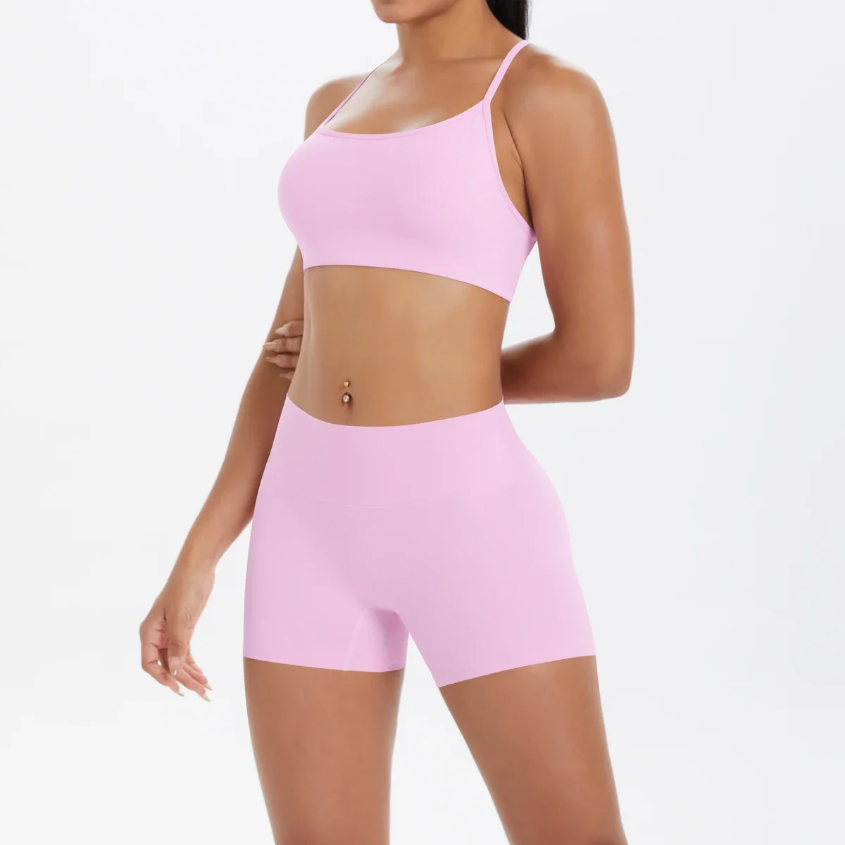 2PCS ชุดโยคะ Nude Feeling ชุดออกกําลังกายผู้หญิง Gym Push Up ฟิตเนสวิ่งออกกําลังกายกีฬา Bra ชุดสูท