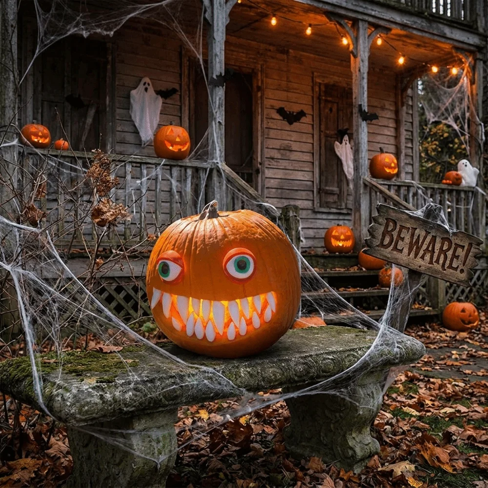 26/27Pcs 3D Printed Pumpkin Teeth Round Teeth Durable Jack O Lantern Teeth Reusable Easy Install Pumpkin Carving Accessories