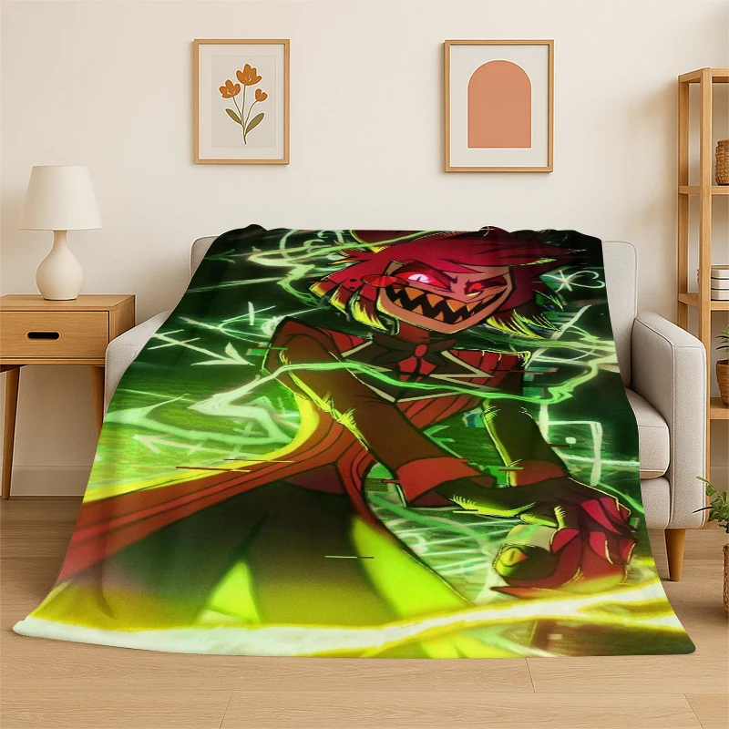 3D Cartoon H-Hazbin Hotel Charlie Flannel Blanket Soft Warm Throw Blanket for Bedroom Living Room Bed Travel Camping Picnic