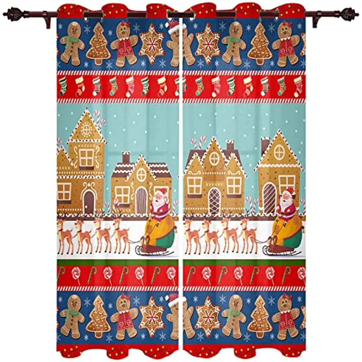 

Santa Claus Christmas Blackout Curtains Bedroom Living Room Kitchen Drapes Window Treatments Xmas Navidad Natal Home Decoration