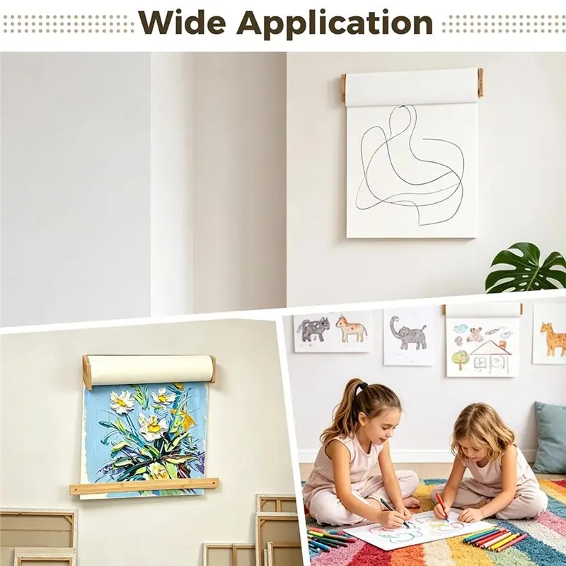 [NEWA76K!】 Wall Mount 12 Inch Wooden Easel Paper Roll Holder Brown For Kraft/Butcher Paper Dispenser