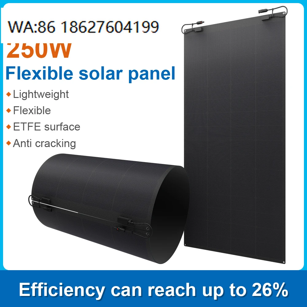 200W Shingled ETFE Solar Panel, Ultrathin Flexible Module RV Boat Caravan Off Grid Power Supply