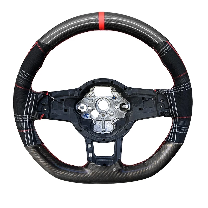 Hand Stitched Steering Wheel Cover for Gti Tartan Edition Volkswagen VW Golf MK7 GTI 7 GTD GTE 7 R 7 Polo (R-Line) 2013-2021