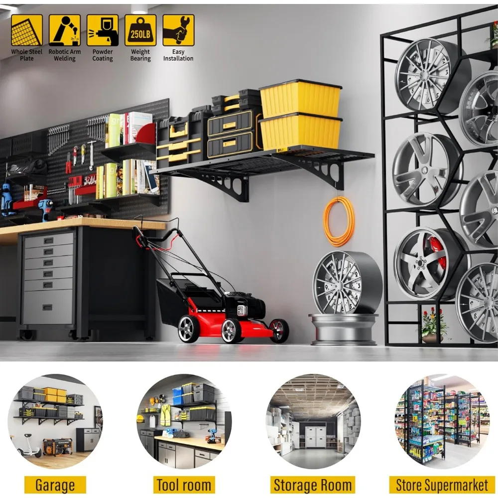 Adjustable Rail Wall Garage Storage Shelf, for Tool Room, Storage Room, Store Supermarket Wall Storage Shelving Rack