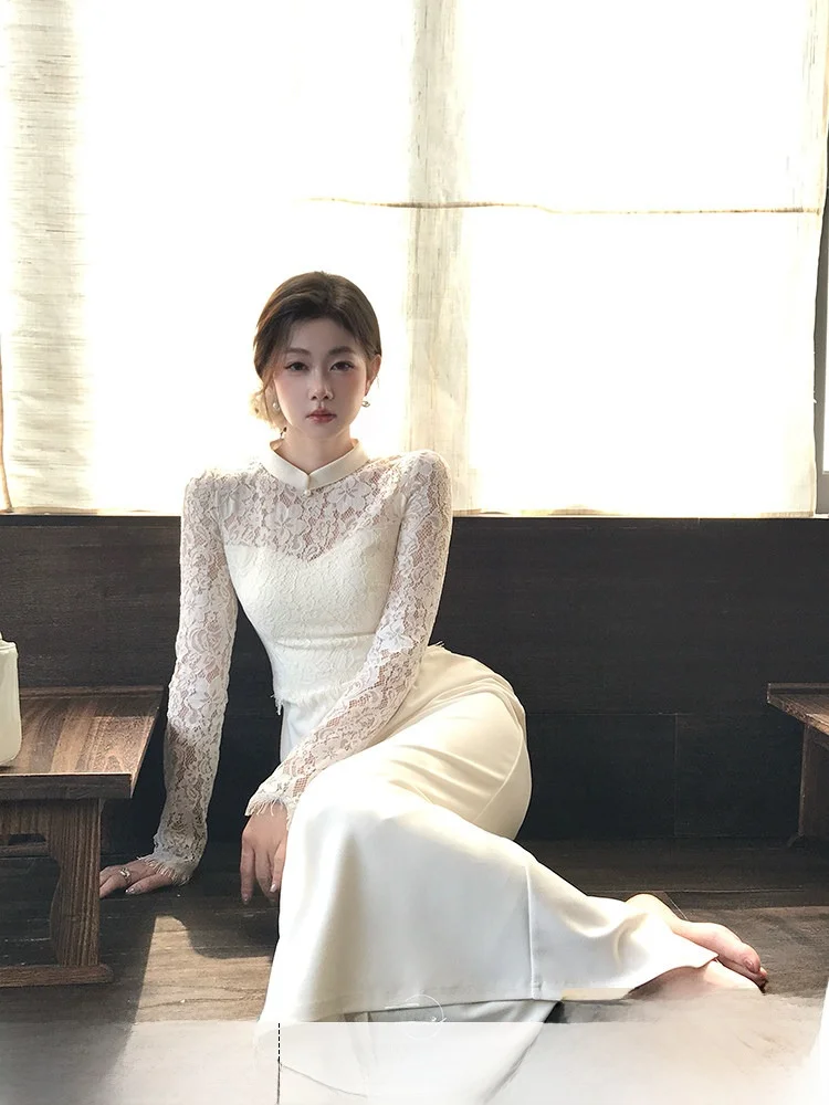 

Женское зимнее модное платье-халат в китайском стиле с длинными рукавами, из хлопка и нейлона, с элементами пэчворка и флаговым узором